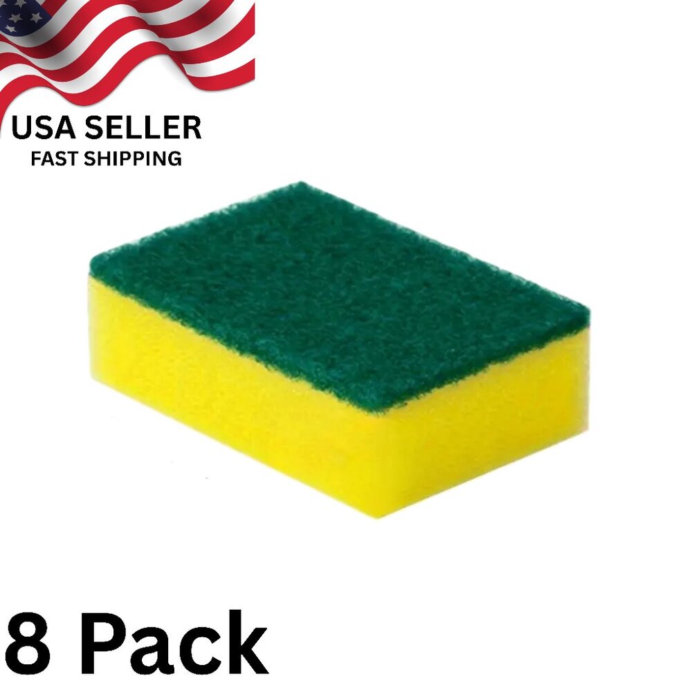 8Pcs Heavy Duty Double-Sided Scrub Sponges Dishwashing Cleaning Pad for Kitchen